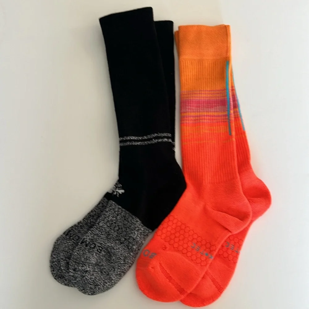 Bombas 2 pair New Knee High Team Sock All Purpose Youth Orange Black Grey